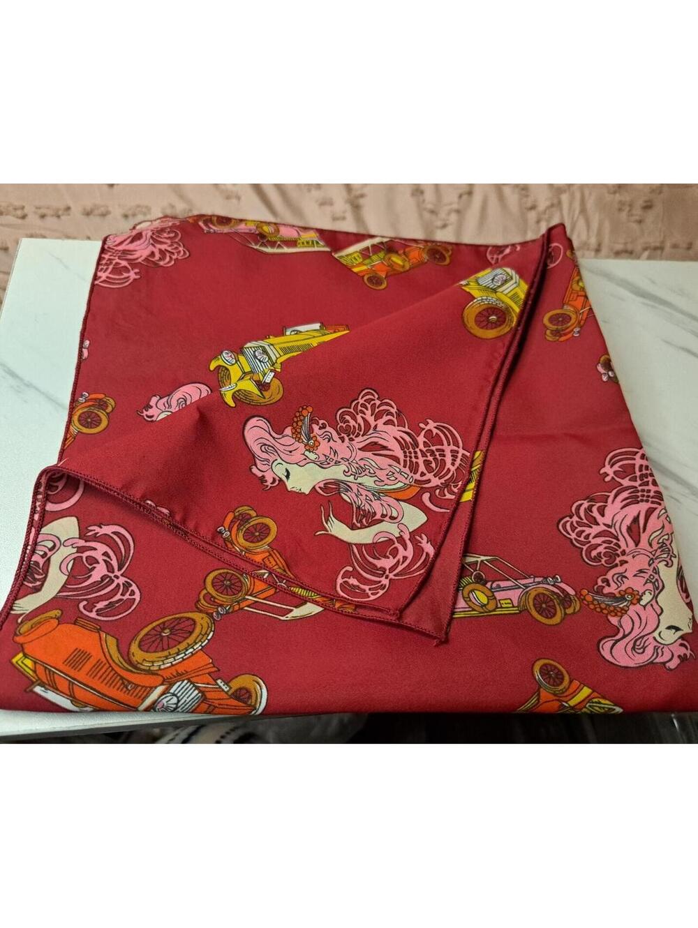 Vintage 1970's Hippie Mod Scarf Bandana Sash Red/Pink Ladies and Classic Cars